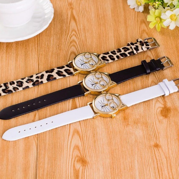 Cute Cat in Glass Cat Wrist Watches