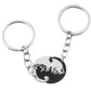 Stainless Steel Kitten Keychain, Yin/Yang Cat Pendant Puzzle Necklaces