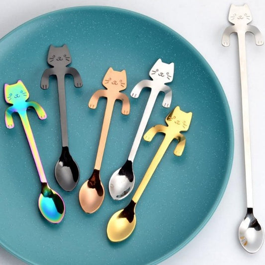  Stainless Steel Cartoon Cat Coffee Spoon
