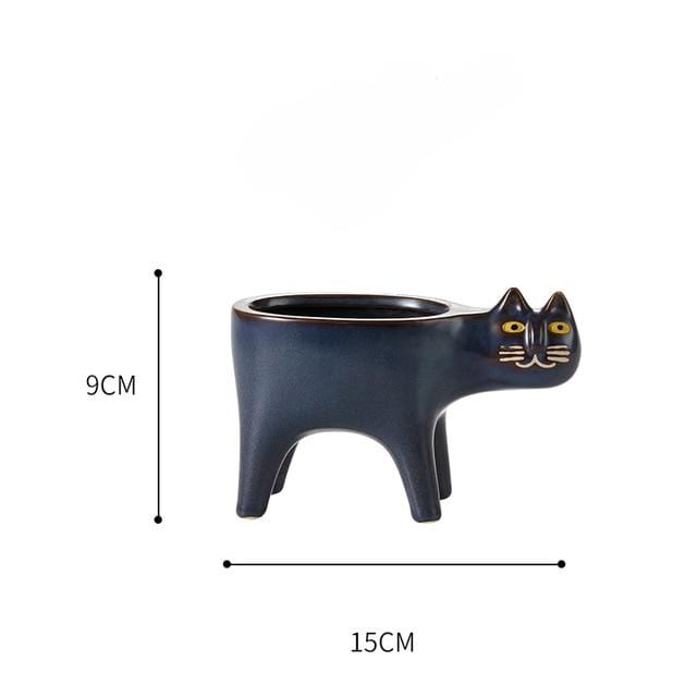 Decorative cat tail ceramic flower pots