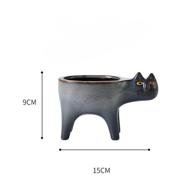 Playful cat tail design in ceramic pots