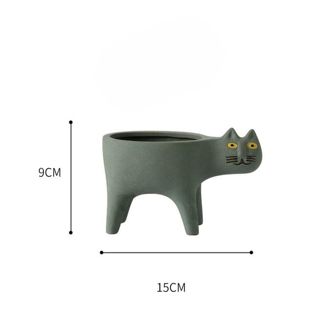 Ceramic flower pots featuring cat tail patterns