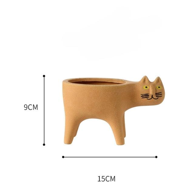 Artistic cat-inspired ceramic flower pots