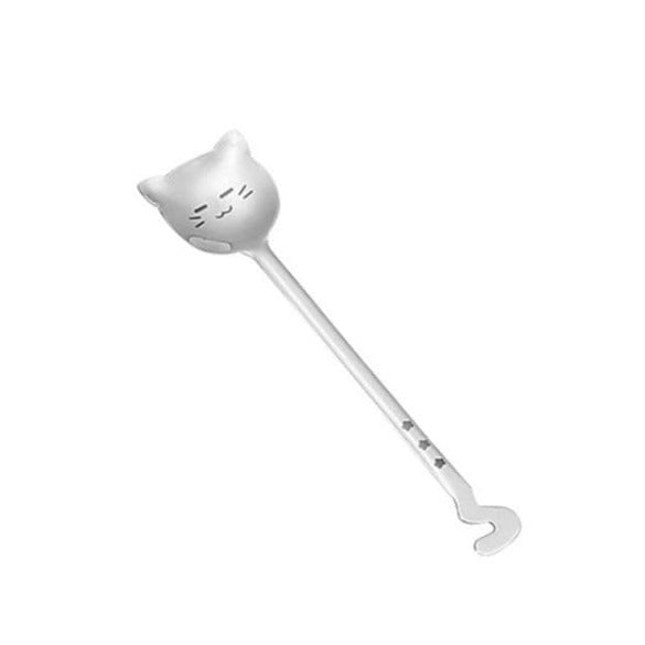 Cute Cat Face Stainless Steel Spoon Set - Perfect For Soup, Coffee