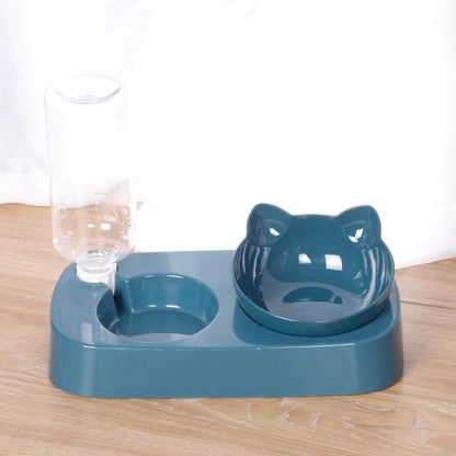 Cat Bowls Automatic Pet Food Feeder Non Spill Detachable Cat Water Dispenser Bottle Elevated Cat Bowl