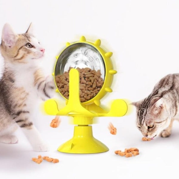 Rotating Windmill Toy Food Dispenser, Cat Toy Automatic Safe Food Spiller
