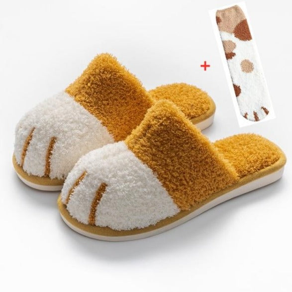 Winter Cat Paw Cotton Slippers