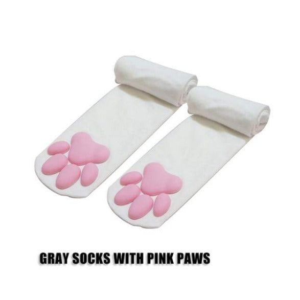 Cat Paw Striped Socks