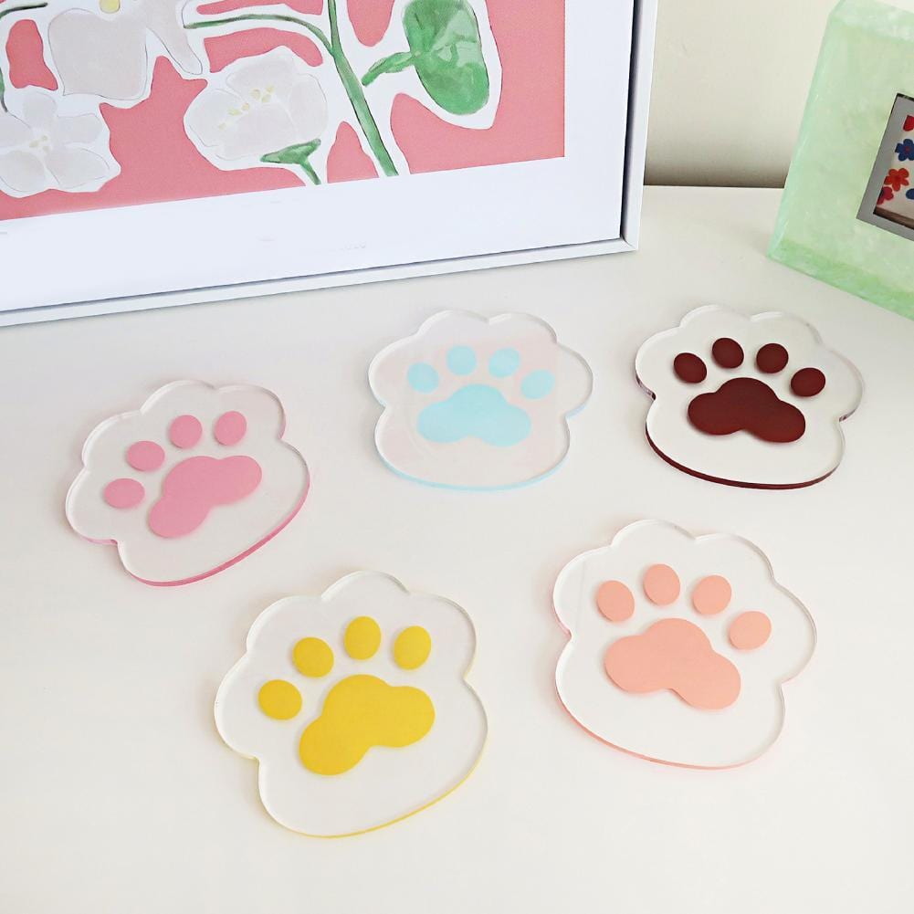 Charming cat paw print coasters