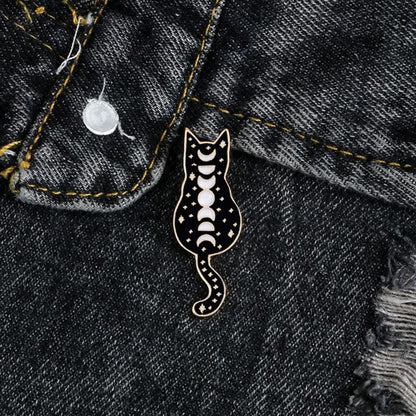 Unique black cat brooch with enamel detailing black witch cat brooches