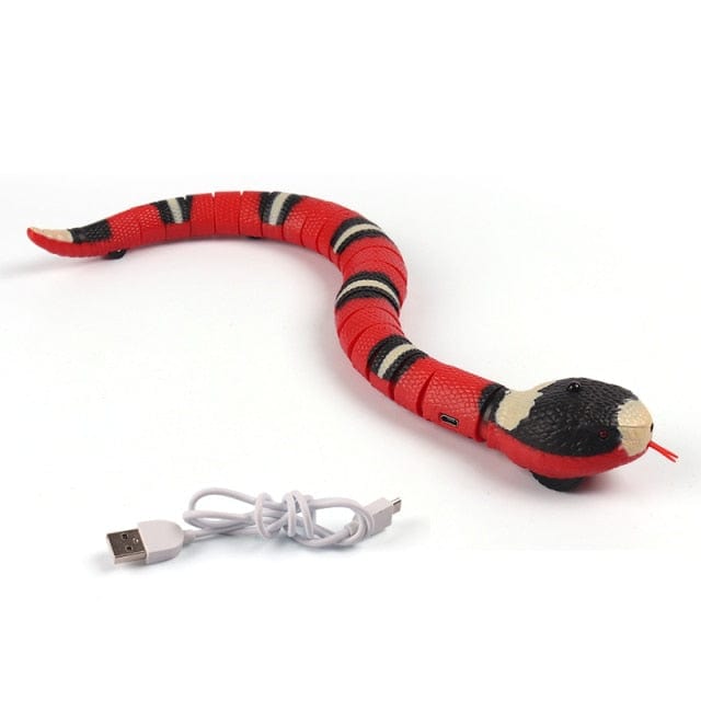 Smart snake cat toy with motion sensors