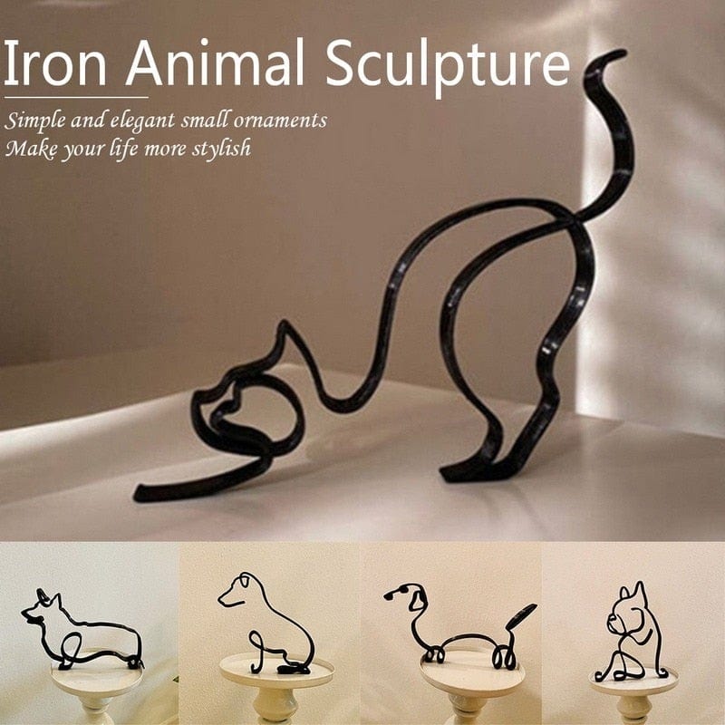 Metal cat sculpture for artistic home decor