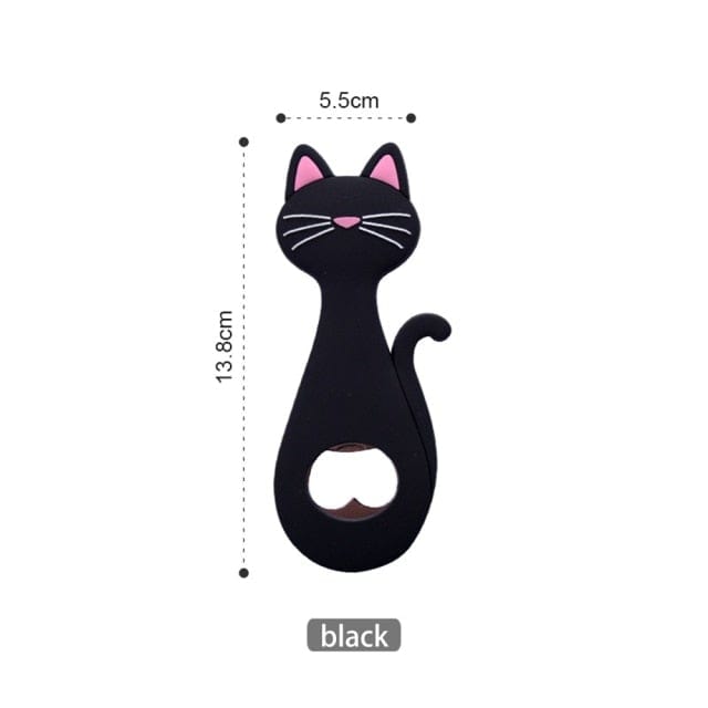 Black and pink cat-themed bottle opener