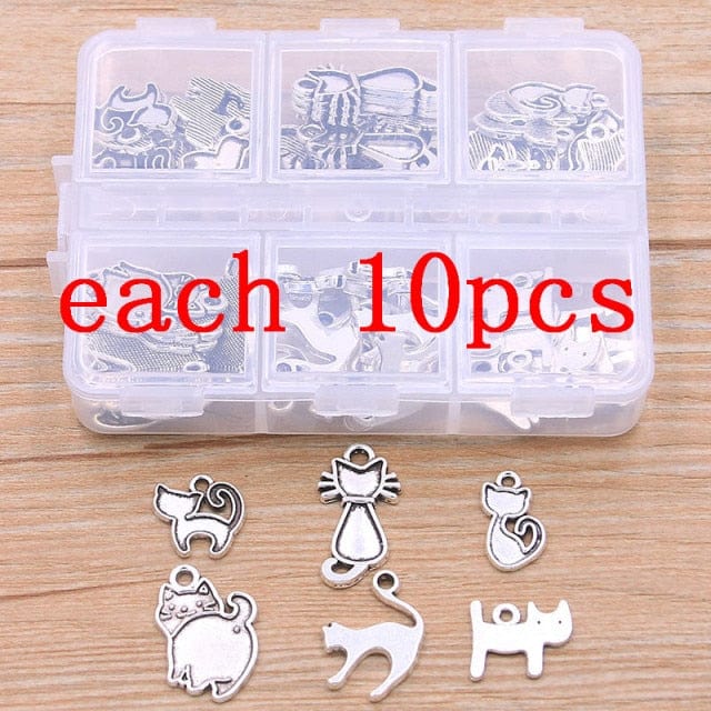 60Pcs cat charm pendant kit kit bracelet charm