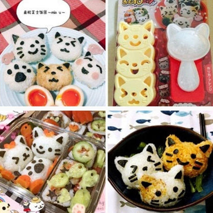 Cat sushi mold set - Create purrfect cat-themed sushi at home - Set of 3 molds sushi nori mold tool
