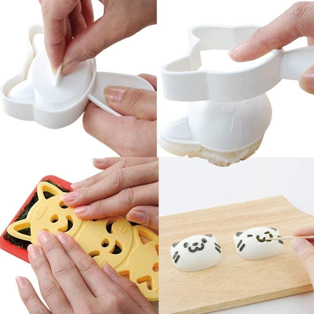 Easy-to-use cat-shaped sushi mold set - Enhance your sushi presentation - 3pcs