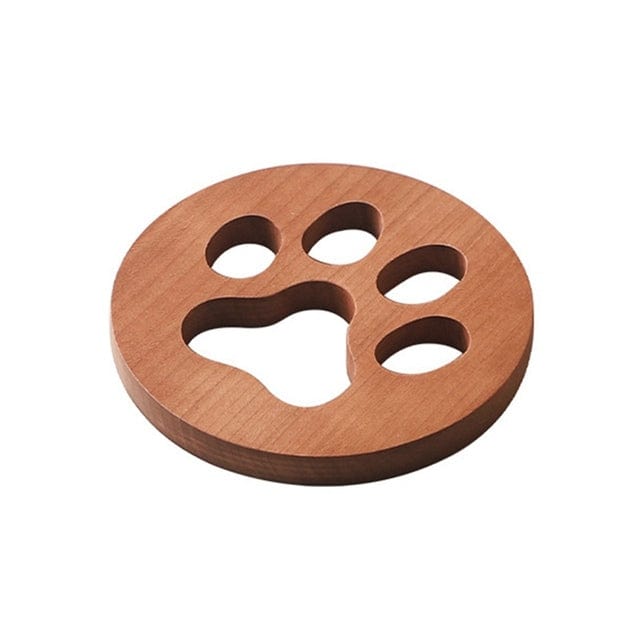 Wooden coffee coasters with non-slip paw design