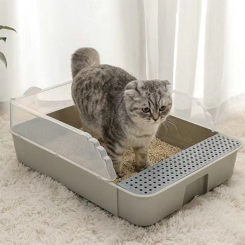 Semi-enclosed cat litter box