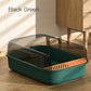 Semi-enclosed cat sandbox with vibrant colors