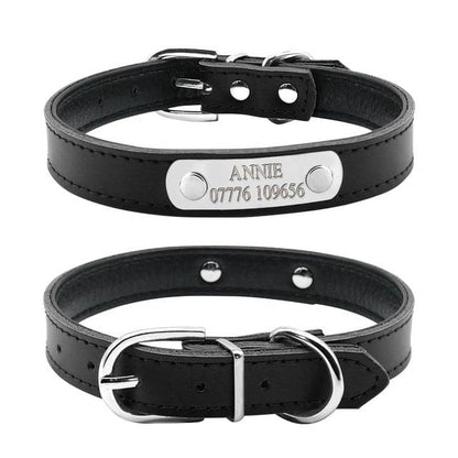 Leather Personalized Dog Collars Custom Cat Pet Name ID 