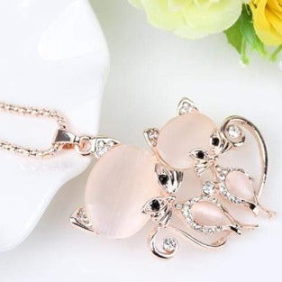 Cat Necklace in Rose  Plate Pink