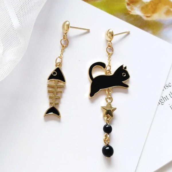 Cute Cat Fish Bone,  Cat Fish Cute Earrings