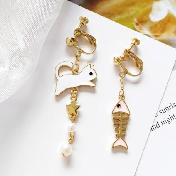 Cat Fish Bone Kitty Mini studs & earrings