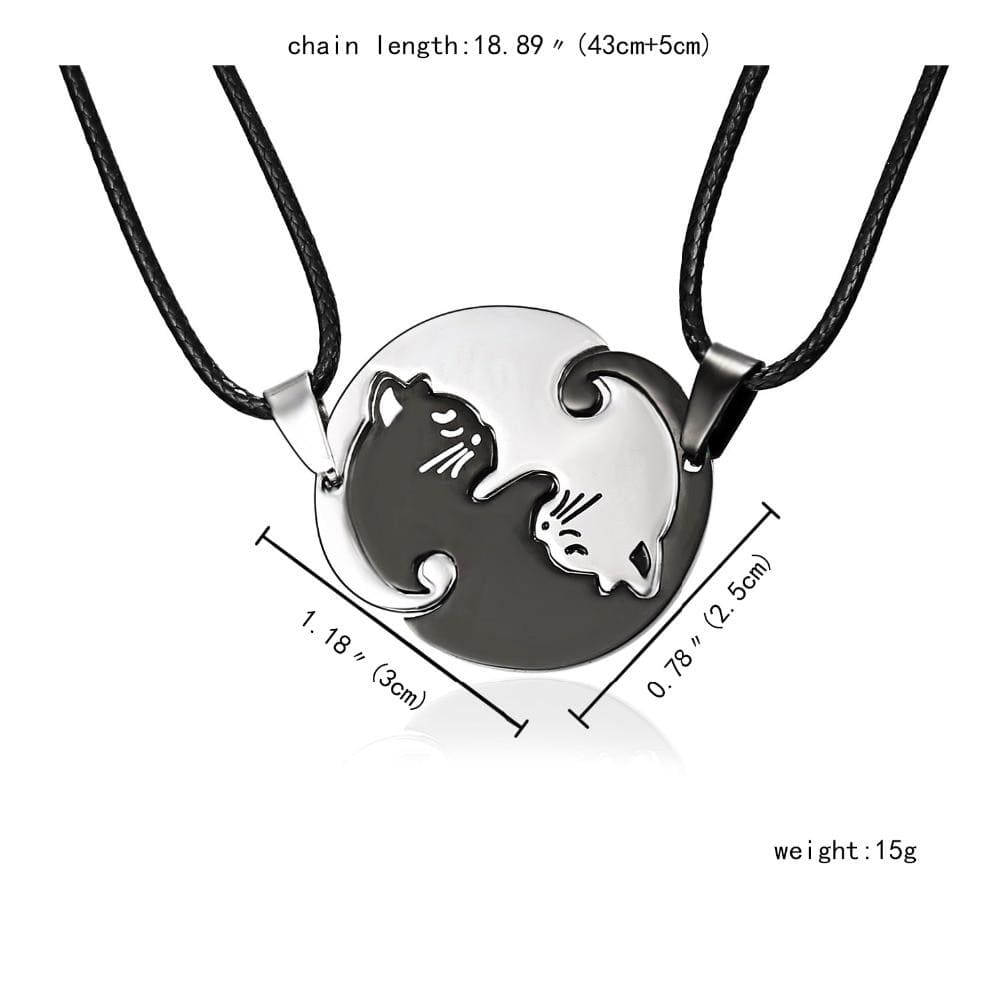 Trendy 2Pcs Cat Yin and Yang Necklace 2023
