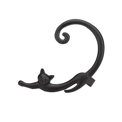black cat tail stud earrings