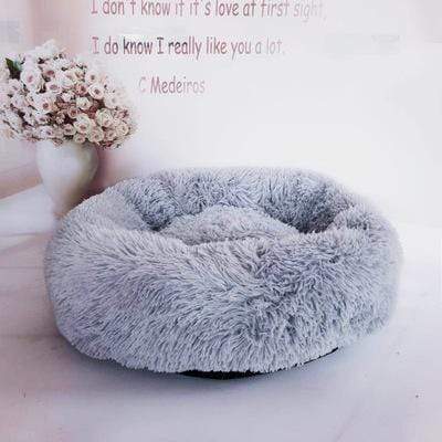Round Plush Cat Bed Pet House Soft Fluffy Long Plush Cat Mat