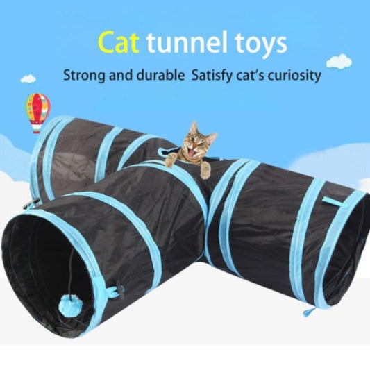 three-way collapsible cat tunnel for indoor cats

